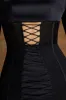 Long Sleeve Lace Up Corset Micro Mini Dress in Black sold by Oh Polly