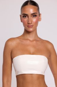 Vinyl Bandeau Bralette in White sold by Oh Polly