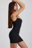 Ribbed Modal Lace-Trim Mini Dress in Black sold by Oh Polly