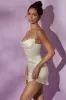 Cowl Neck Asymmetric Hem Mini Dress in White sold by Oh Polly