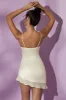 Cowl Neck Asymmetric Hem Mini Dress in White sold by Oh Polly