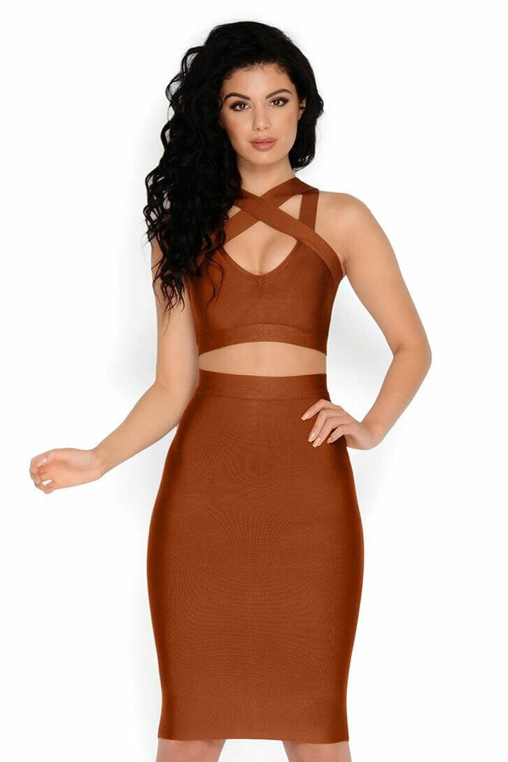 Smooth Over Bandage Midi Skirt in Tan sold by Oh Polly product image thumbnail 2