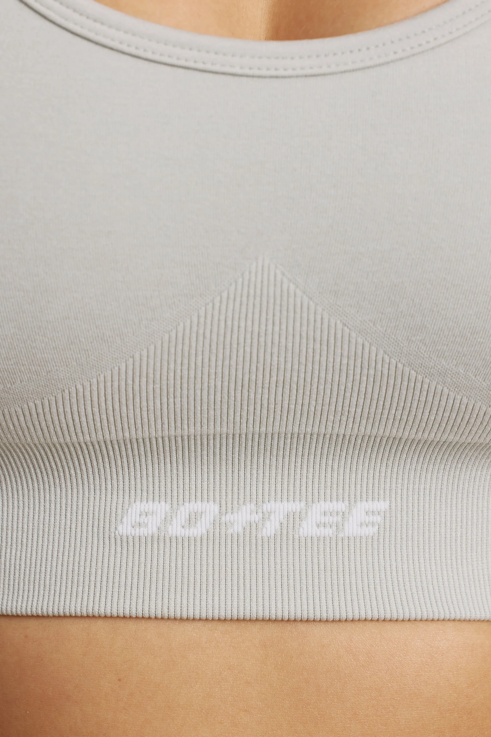 Halter Neck Define Luxe Sports Bra in Light Grey sold by Oh Polly product image thumbnail 4