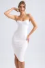 Asymmetric Ruched Midi Dress in Ivory sold by Oh Polly