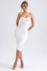 Asymmetric Ruched Midi Dress in Ivory sold by Oh Polly