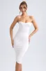 Asymmetric Ruched Midi Dress in Ivory sold by Oh Polly