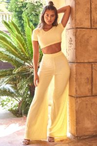 Bottom Line Short Sleeved Crop Top in Yellow sold by Oh Polly