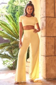 Bottom Line Short Sleeved Crop Top in Yellow sold by Oh Polly