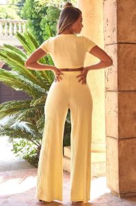 Bottom Line Short Sleeved Crop Top in Yellow sold by Oh Polly