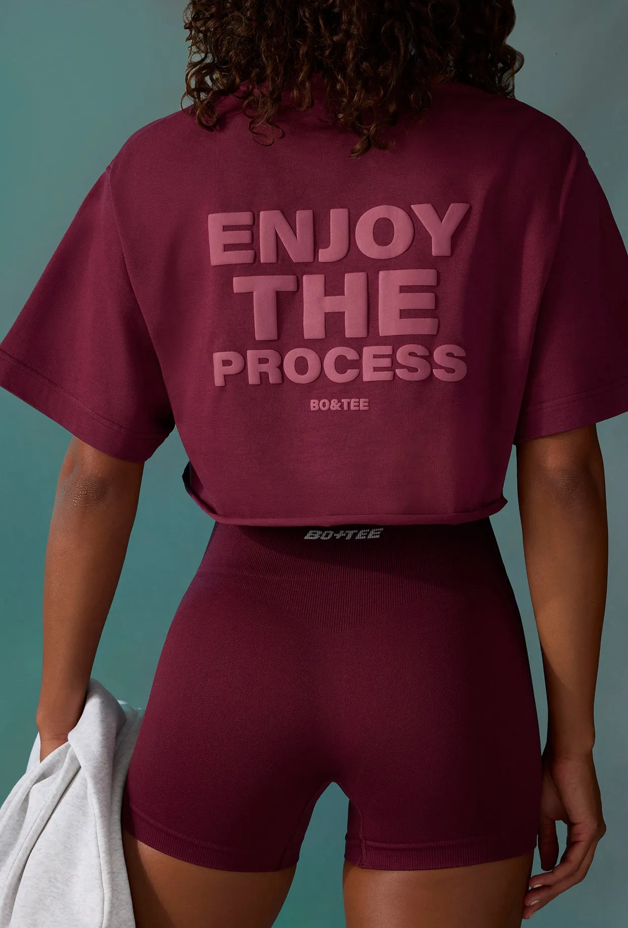 Cotton Cropped Oversized T-Shirt in Plum sold by Oh Polly product image thumbnail 4