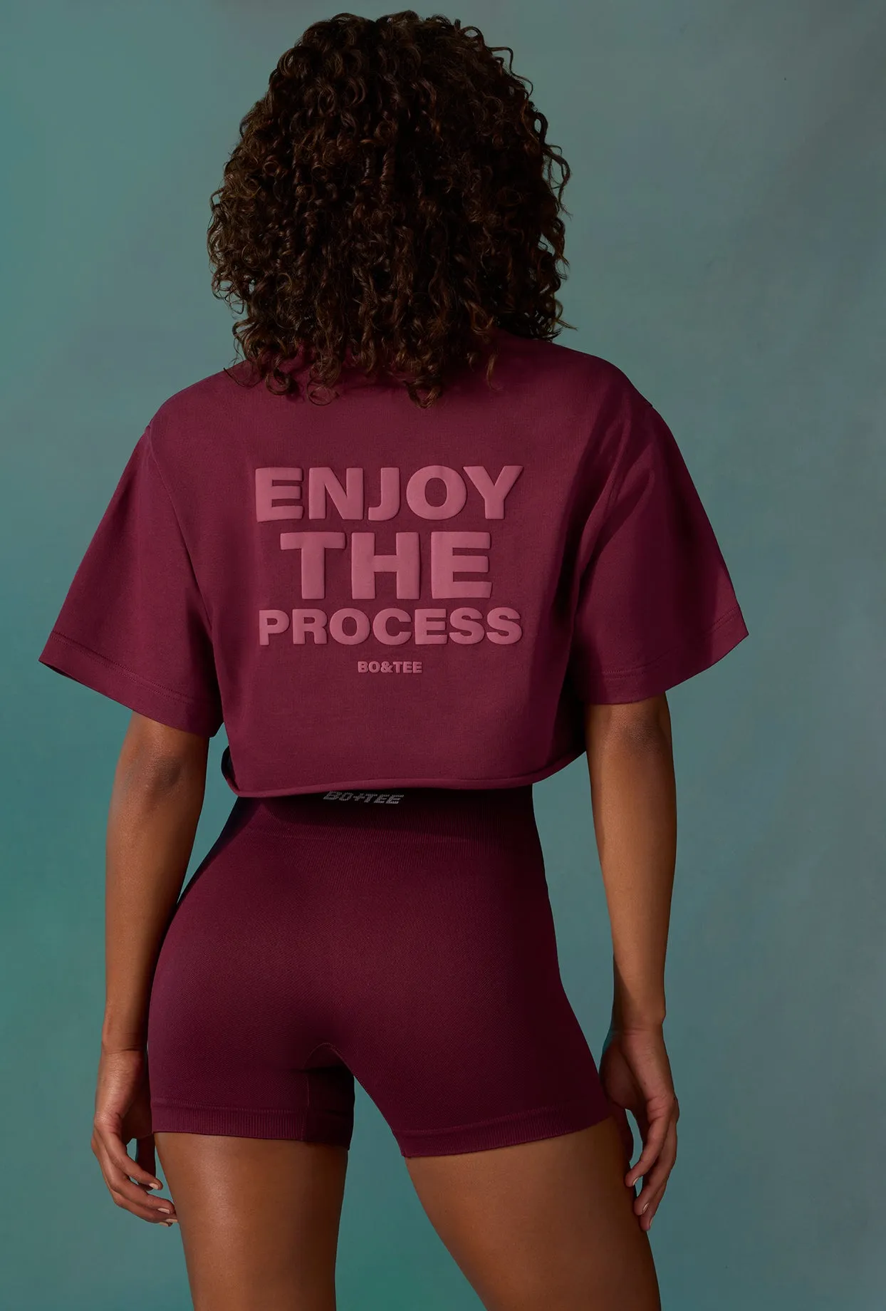 Cotton Cropped Oversized T-Shirt in Plum sold by Oh Polly product image thumbnail 2