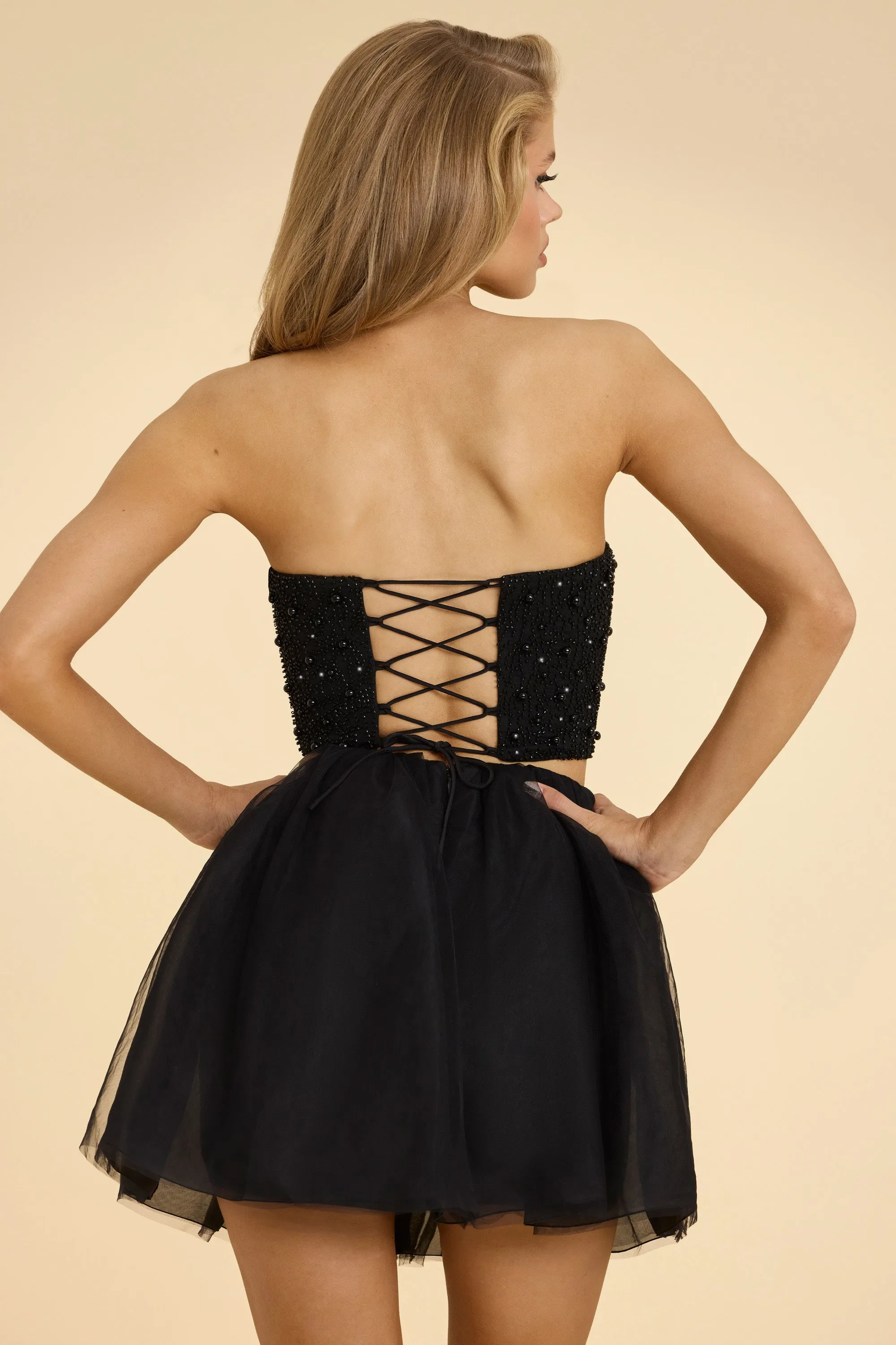 Strapless Corset Crop Top in Black sold by Oh Polly product image thumbnail 2