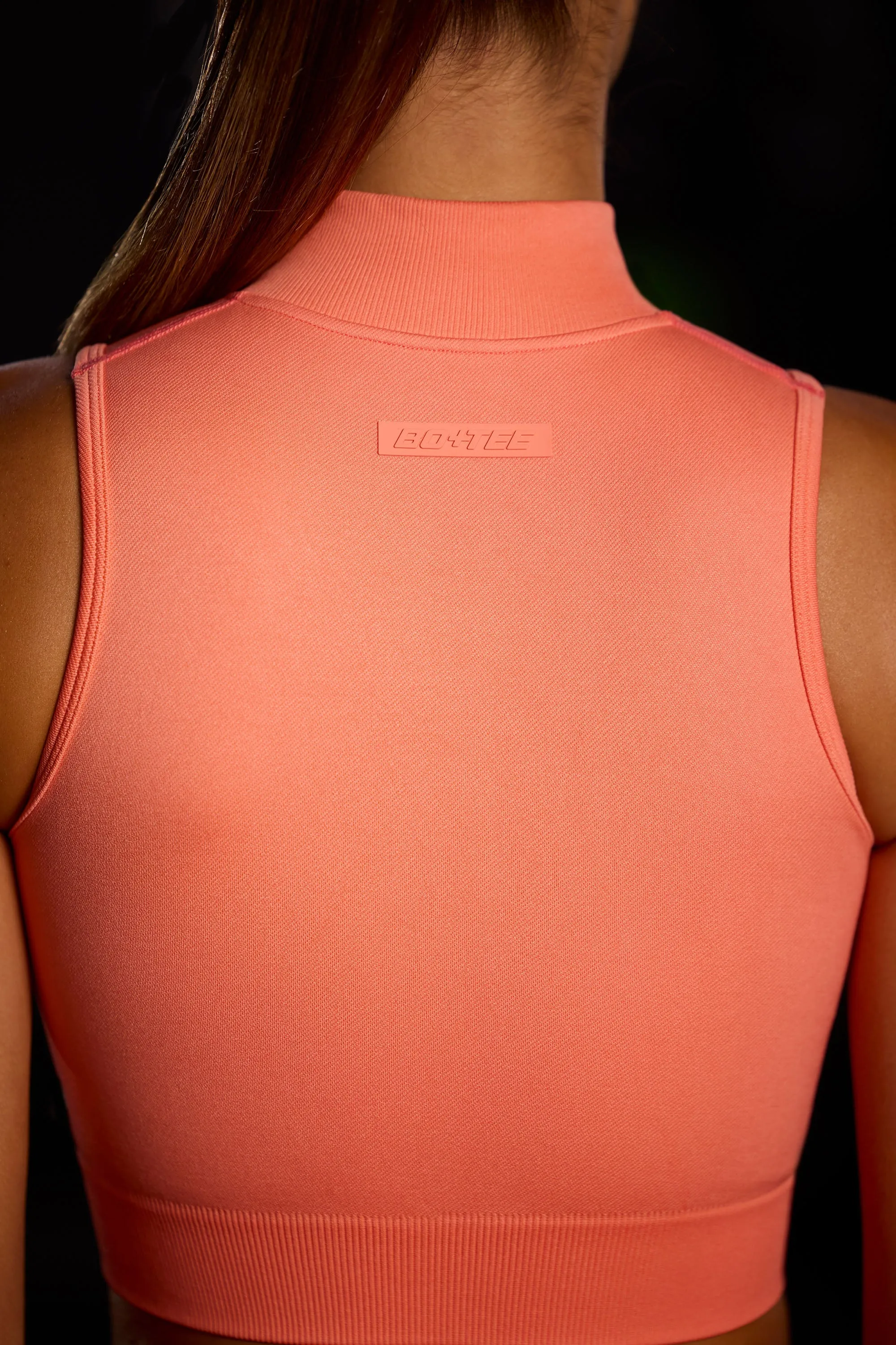 Super Sculpt Seamless High Neck Crop Top in Coral Orange sold by Oh Polly product image thumbnail 4