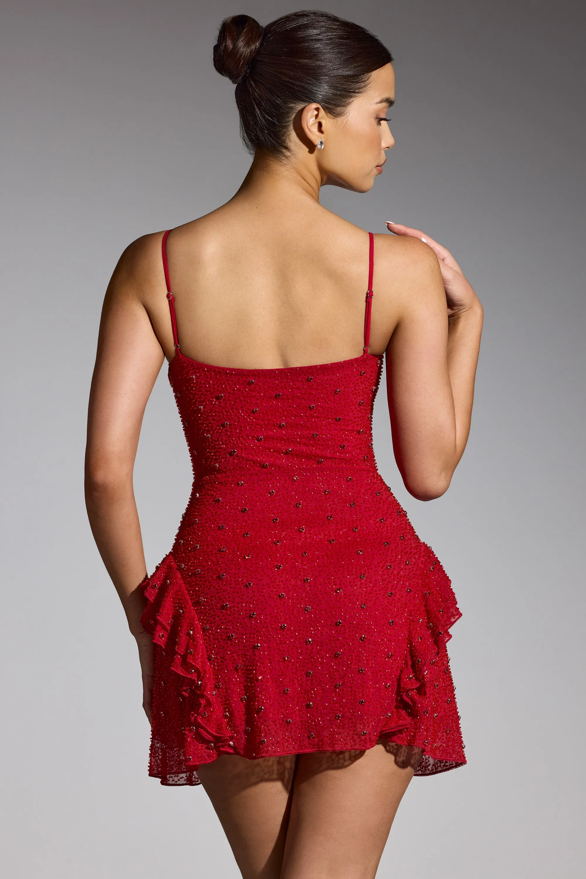 Embellished Frill Mini Dress in Red sold by Oh Polly product image thumbnail 2