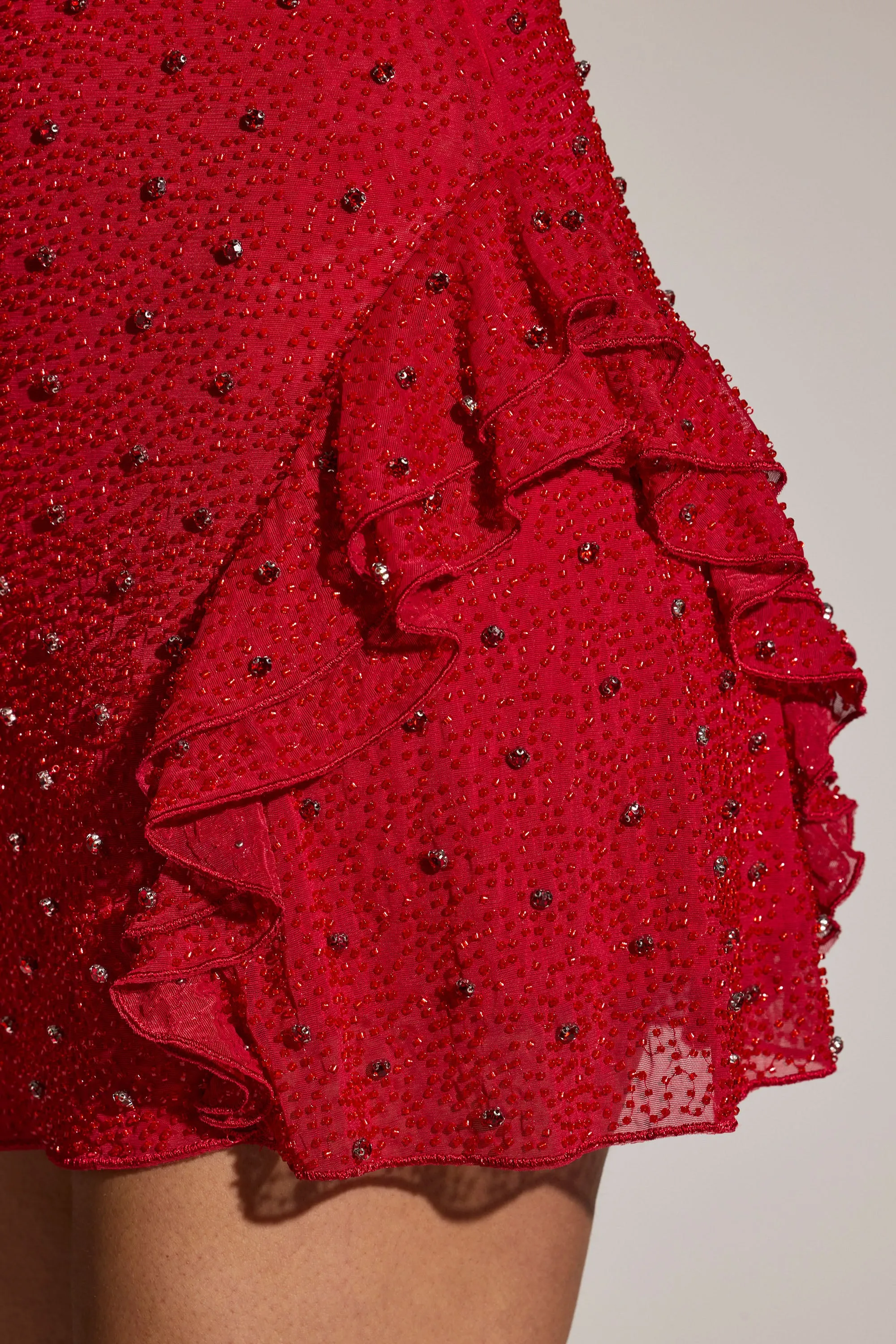 Embellished Frill Mini Dress in Red sold by Oh Polly product image thumbnail 5