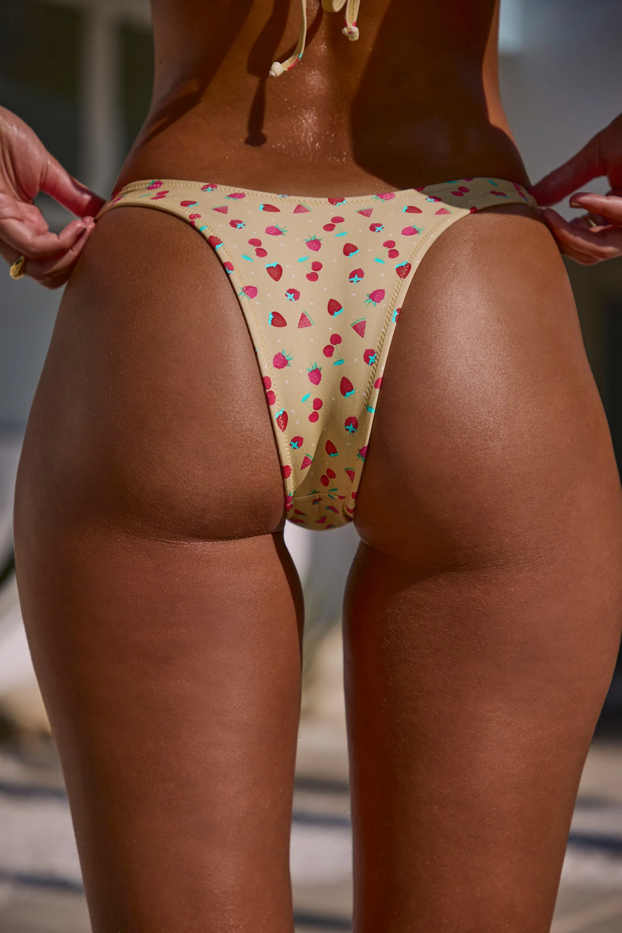 Micro Low Dipped Cheeky Bottom in Yellow Fruit Print sold by Oh Polly product image thumbnail 4