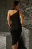 One Shoulder Midi Dress in Black sold by Oh Polly