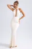Backless Halterneck Fishtail Gown in Ivory sold by Oh Polly