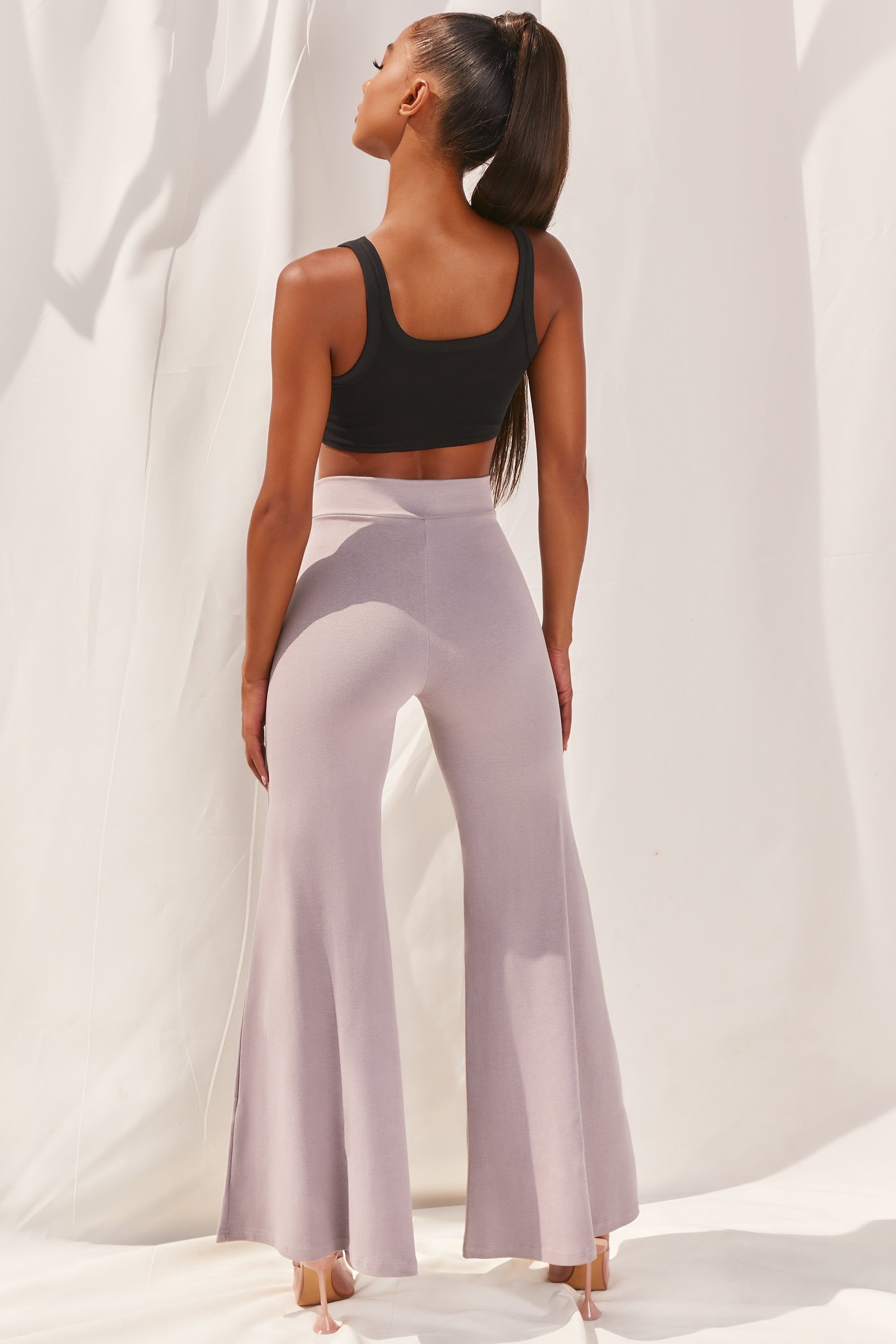 Cutting A Fine Figure Flared Trousers in Taupe sold by Oh Polly product image thumbnail 5