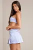 Satin Low-Rise Pleated Mini Skirt in Periwinkle sold by Oh Polly