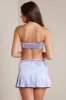 Satin Low-Rise Pleated Mini Skirt in Periwinkle sold by Oh Polly
