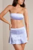 Satin Low-Rise Pleated Mini Skirt in Periwinkle sold by Oh Polly