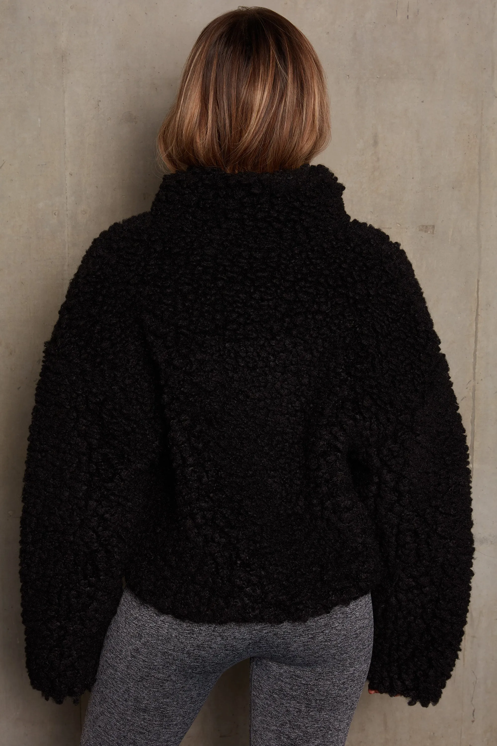 Oversized Boucle Teddy Coat in Black sold by Oh Polly product image thumbnail 3