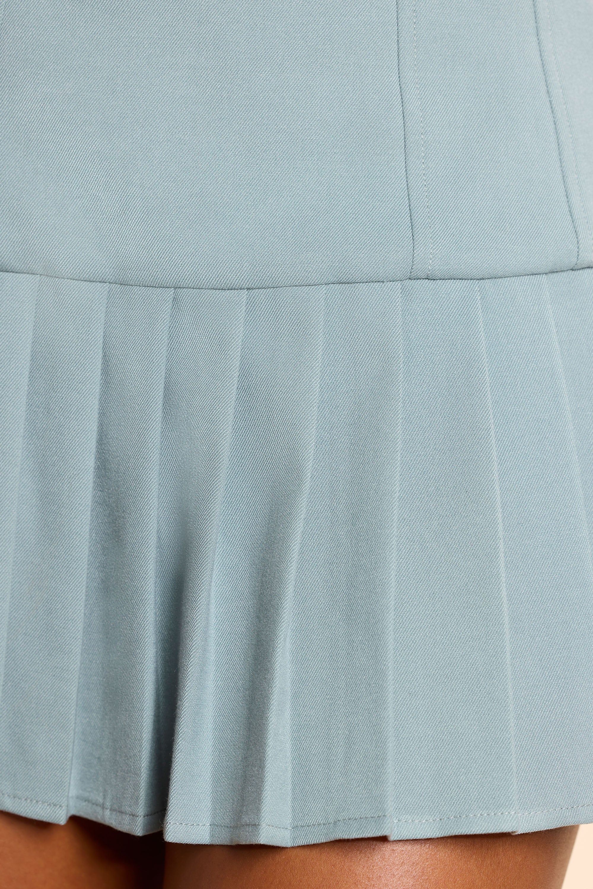 Woven Wool Drop Waist Kilt Mini Dress in Stone Blue sold by Oh Polly product image thumbnail 10