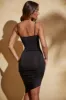 Ruched Cowl Neck Midi Dress in Black sold by Oh Polly