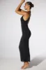Embellished Halter Neck Low Back Evening Gown in Black sold by Oh Polly