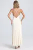 Ruched Ruffle-Trim Maxi Dress in Ivory sold by Oh Polly