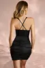 Satin Corset Mini Dress in Black sold by Oh Polly