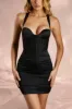 Satin Corset Mini Dress in Black sold by Oh Polly