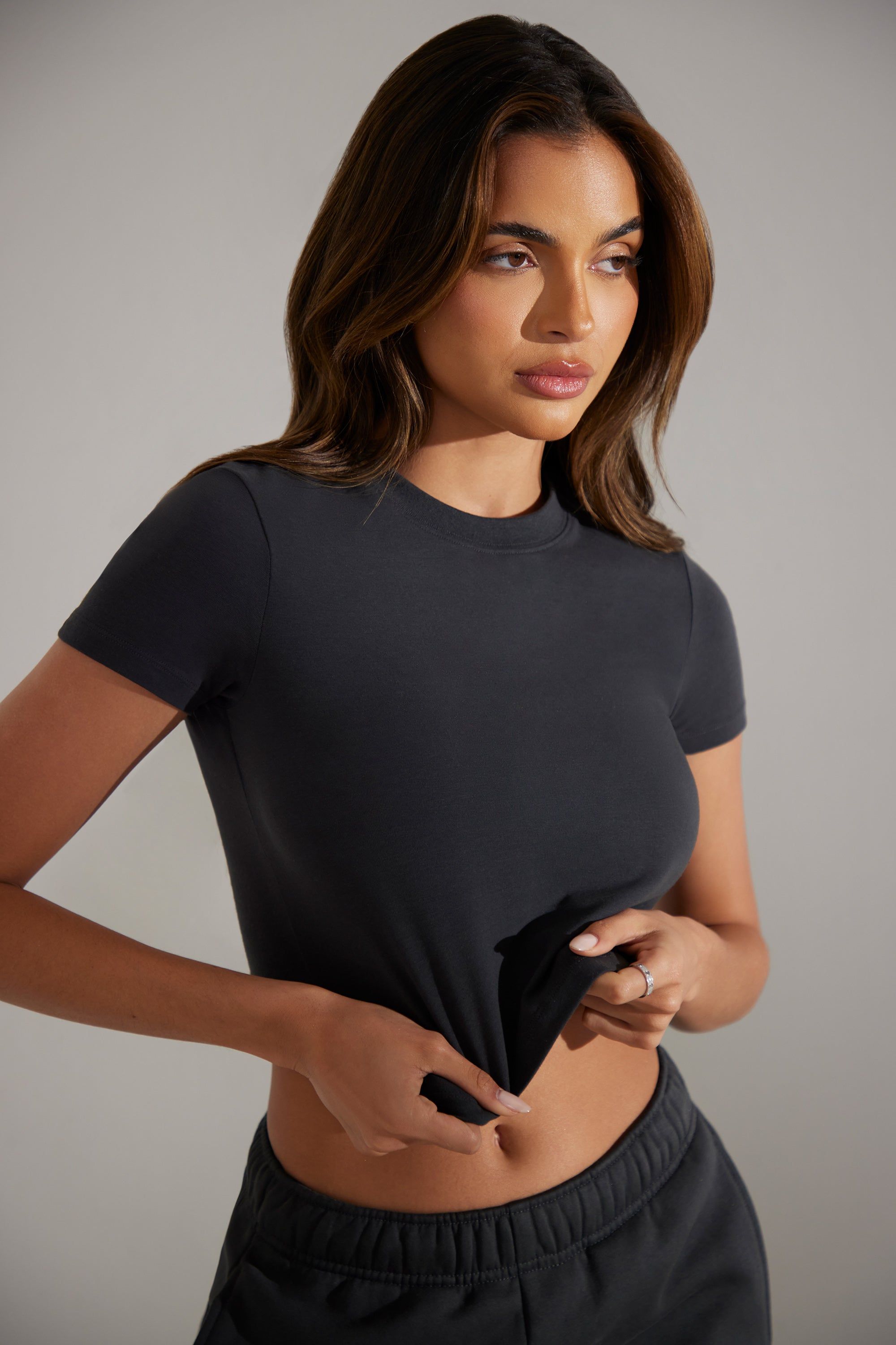 Stretch Cotton Baby Tee in Black sold by Oh Polly product image thumbnail 3