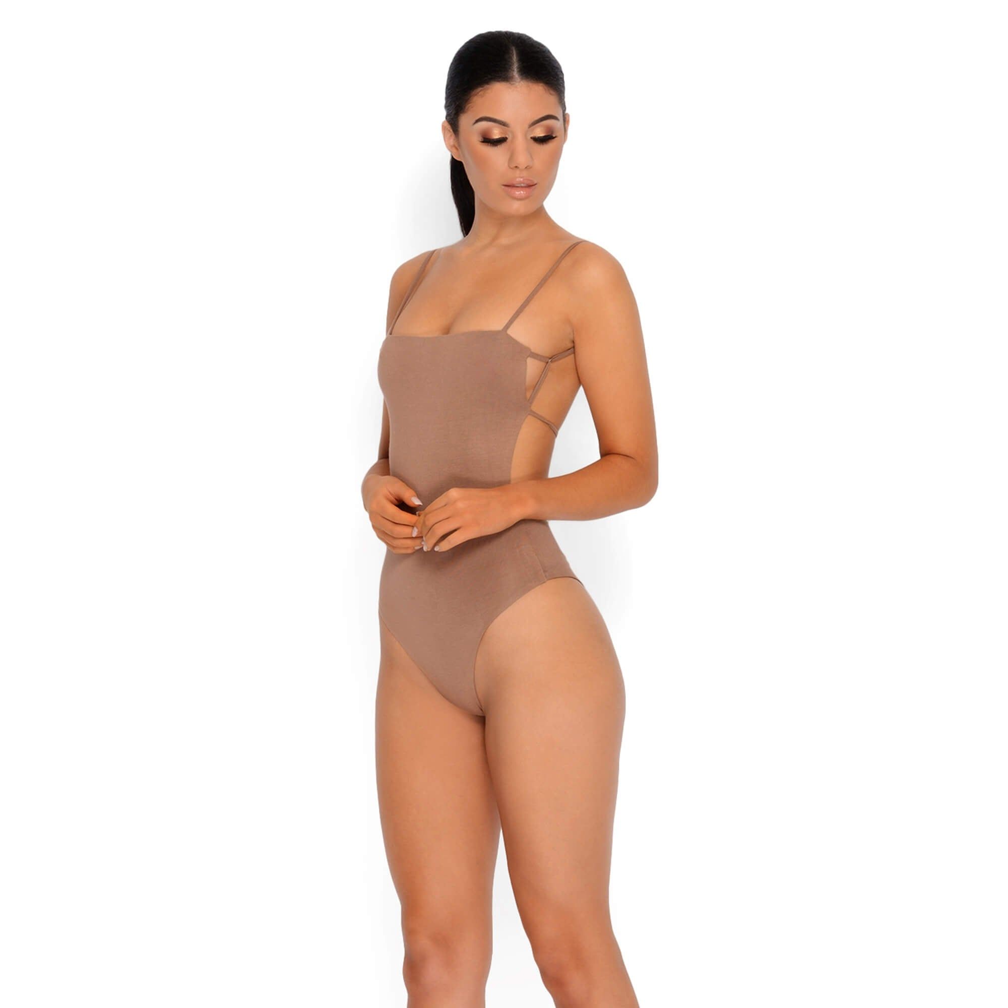 String It On Home Double Layered Bodysuit in Brown sold by Oh Polly product image thumbnail 3