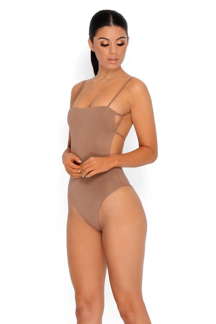 String It On Home Double Layered Bodysuit in Brown sold by Oh Polly product image thumbnail 2