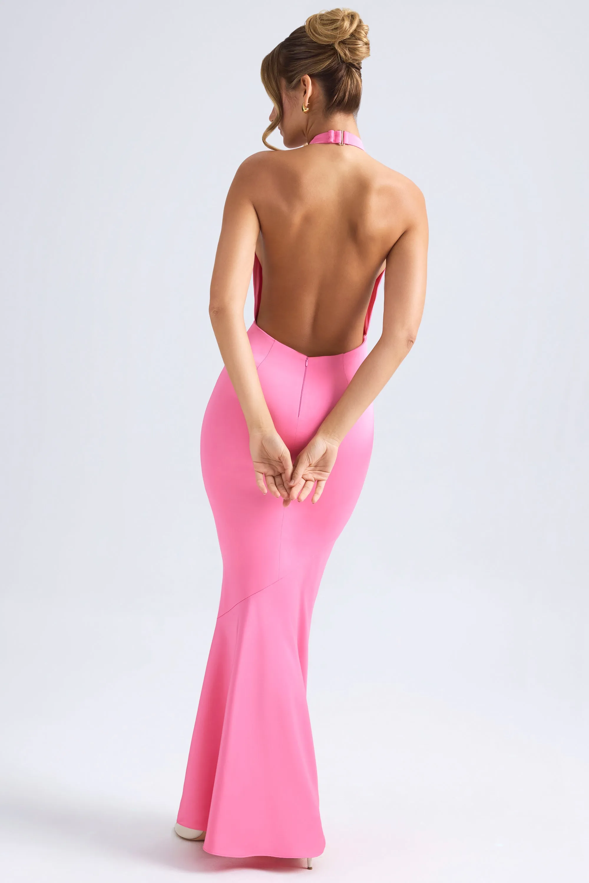 Halterneck Fishtail Gown in Hot Pink sold by Oh Polly product image thumbnail 2