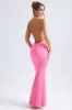 Halterneck Fishtail Gown in Hot Pink sold by Oh Polly