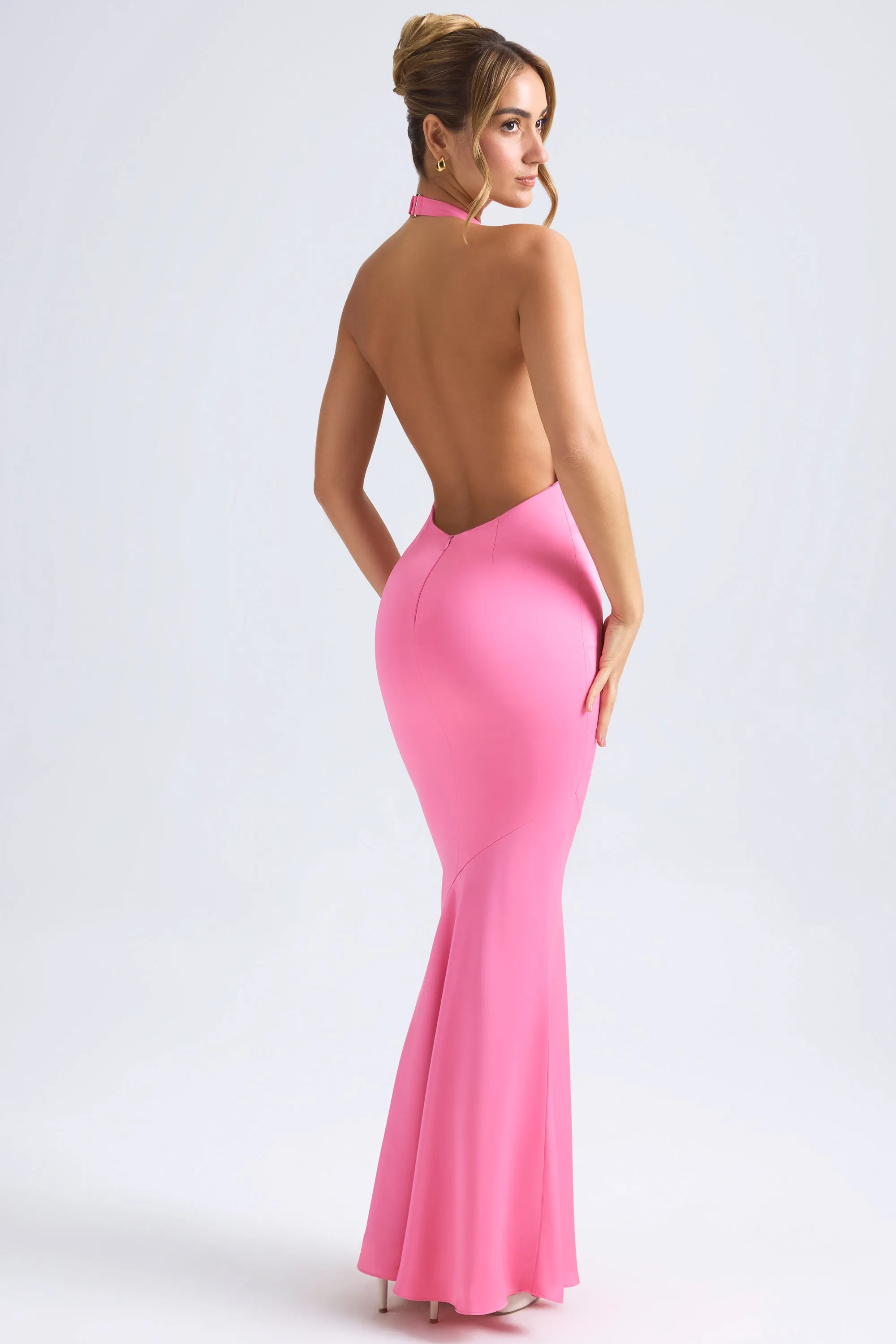 Halterneck Fishtail Gown in Hot Pink sold by Oh Polly product image thumbnail 5