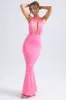 Halterneck Fishtail Gown in Hot Pink sold by Oh Polly