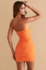 Ruched Corset Ring Detail Mini Dress in Orange Print sold by Oh Polly