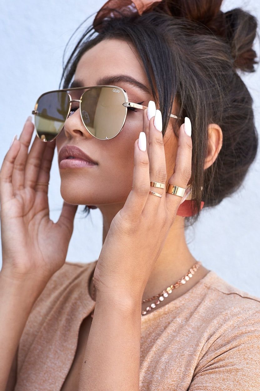 High Key Mini Sunglasses in Gold sold by Oh Polly product image thumbnail 7