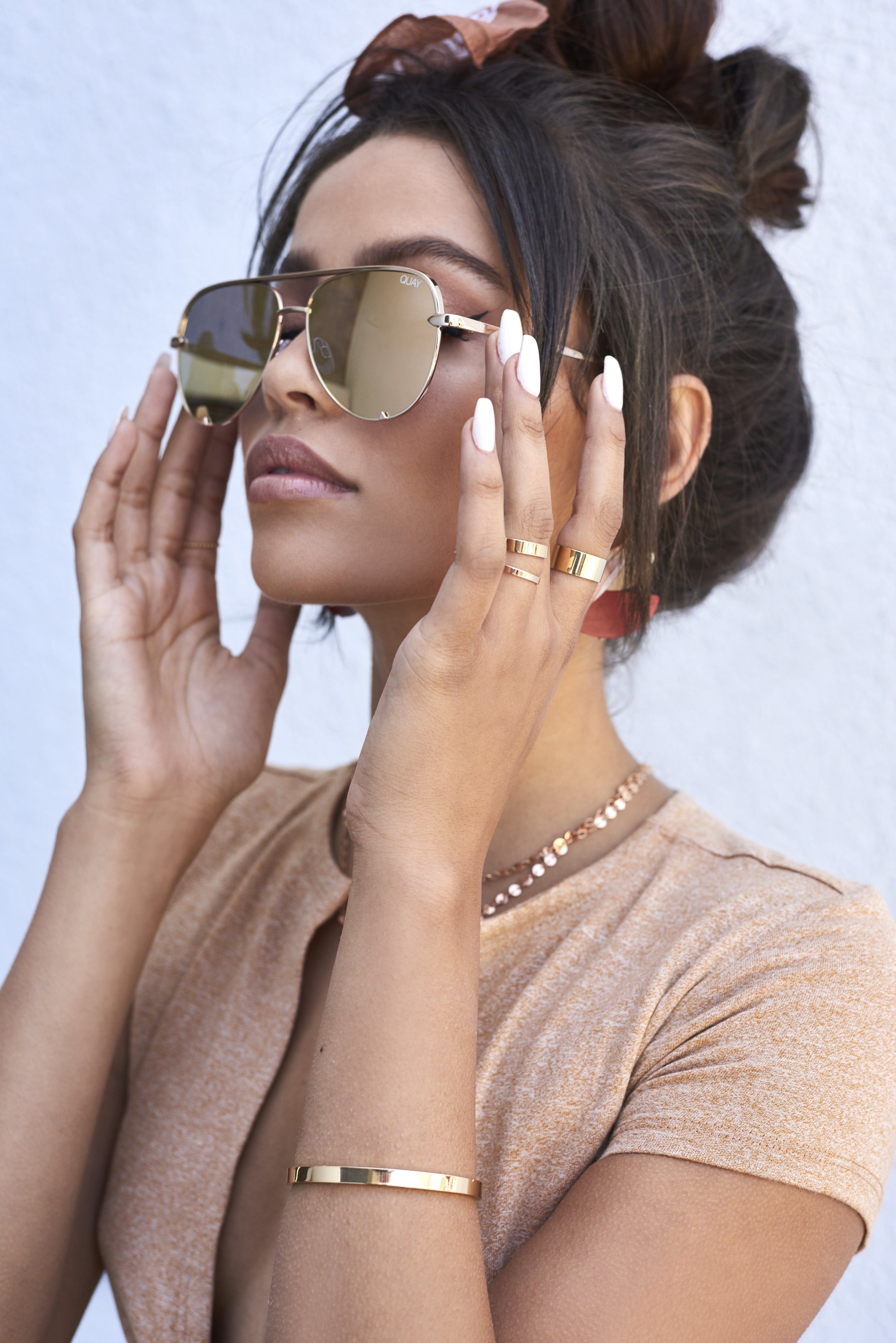 High Key Mini Sunglasses in Gold sold by Oh Polly product image thumbnail 6