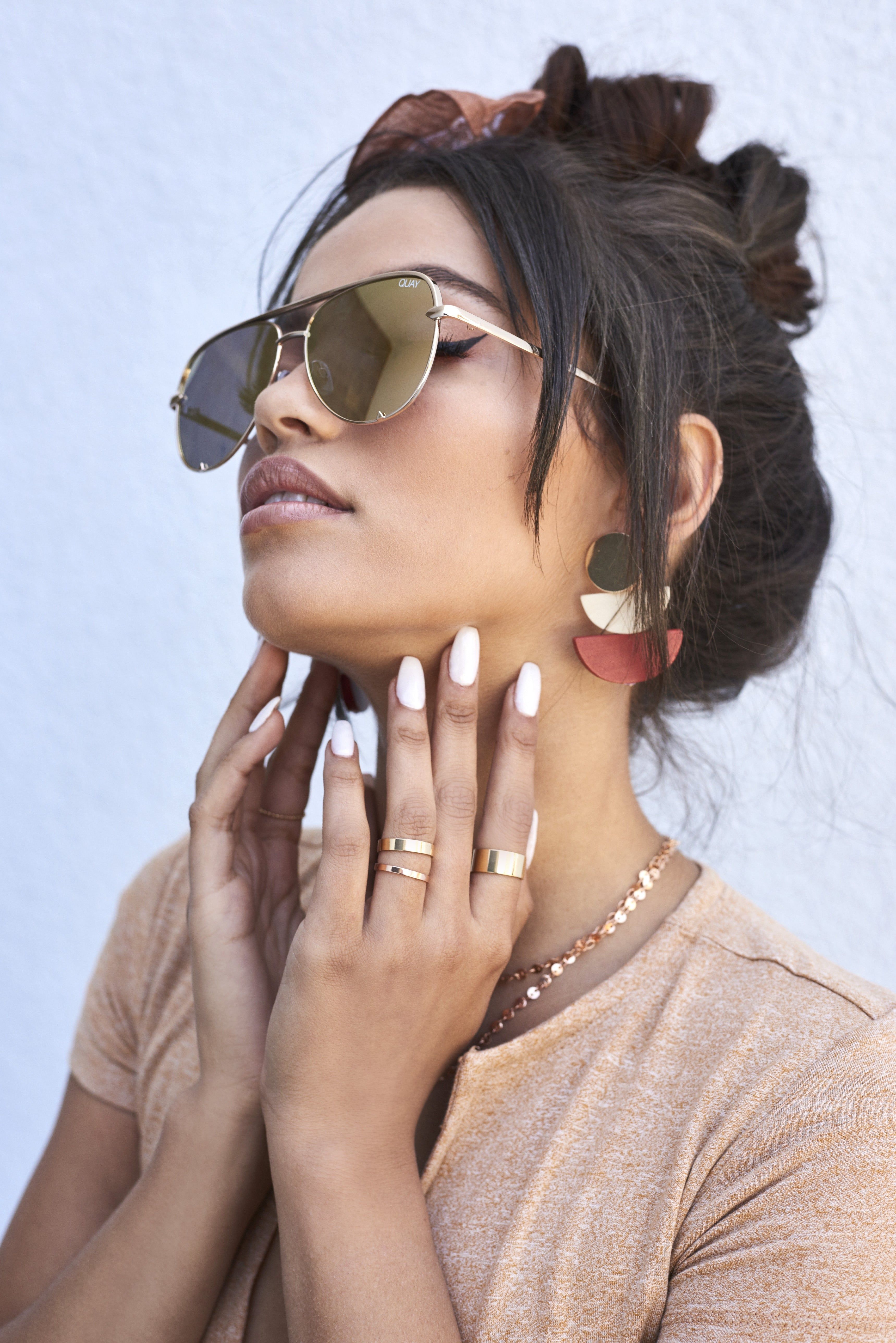 High Key Mini Sunglasses in Gold sold by Oh Polly product image thumbnail 8