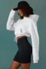 Cropped Drawstring Hooded Sweatshirt in Ice Grey sold by Oh Polly