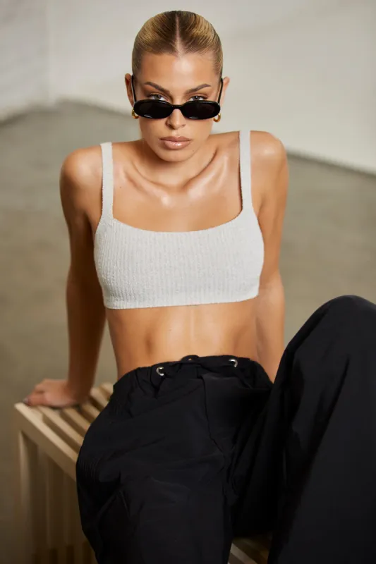 Curved Neck Crop Top in Grey sold by Oh Polly