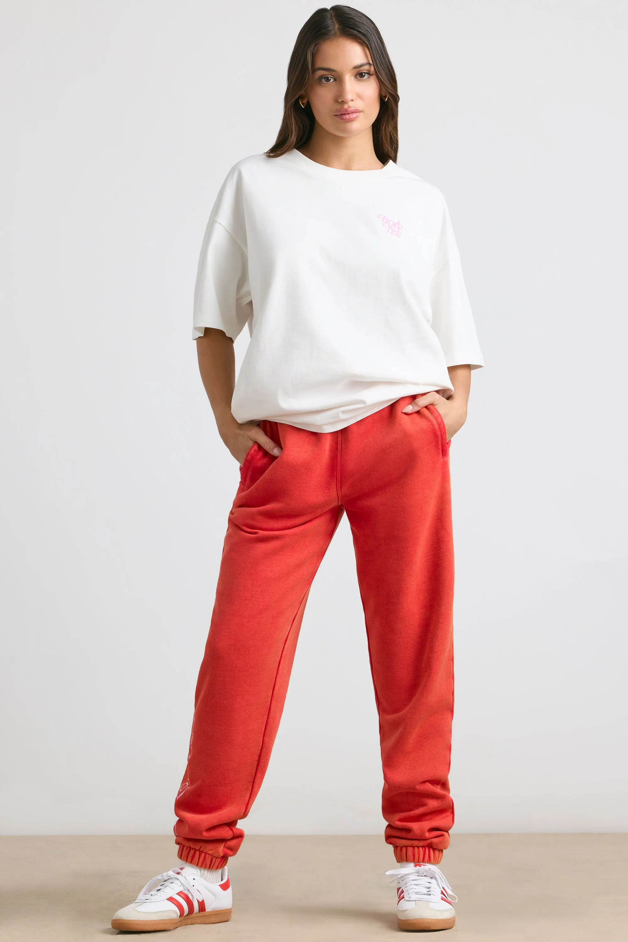 Brushed Jersey Oversized Joggers in Red sold by Oh Polly