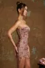 Lace Up Corset Bandeau Micro Mini Dress in Beige Print sold by Oh Polly