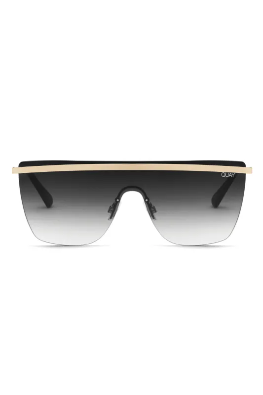 Get Right Quay Australia Curved Sunglasses in Gold made by Oh Polly