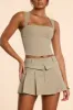 Brushed Twill Mid Rise Pleated Micro Mini Skirt in Taupe sold by Oh Polly
